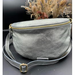 Sac bane gris argenté cuir